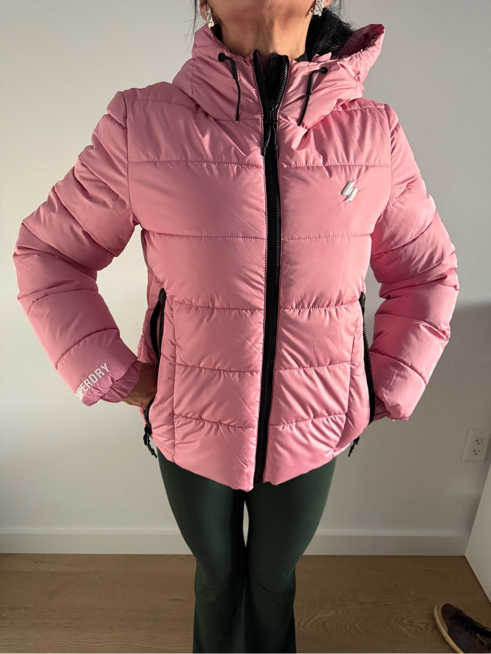 Superdry Bubblegum Pink Quilted Hooded Puffer Jacket